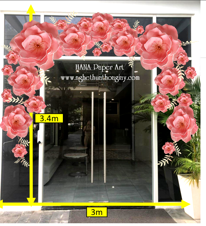 Cổng hoa đào Tết- Toà nhà Văn Phòng
